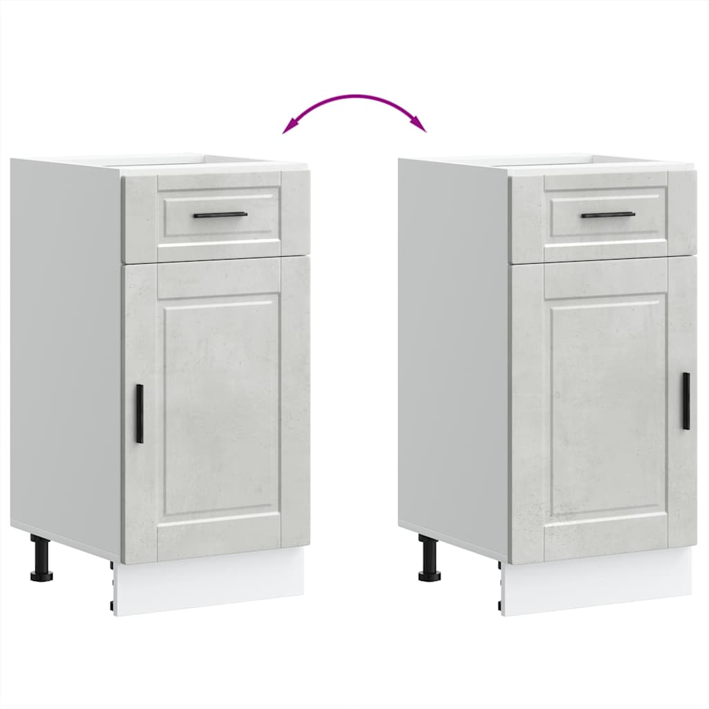 Kitchen Base Cabinet Porto Concrete Grey Engineered Wood