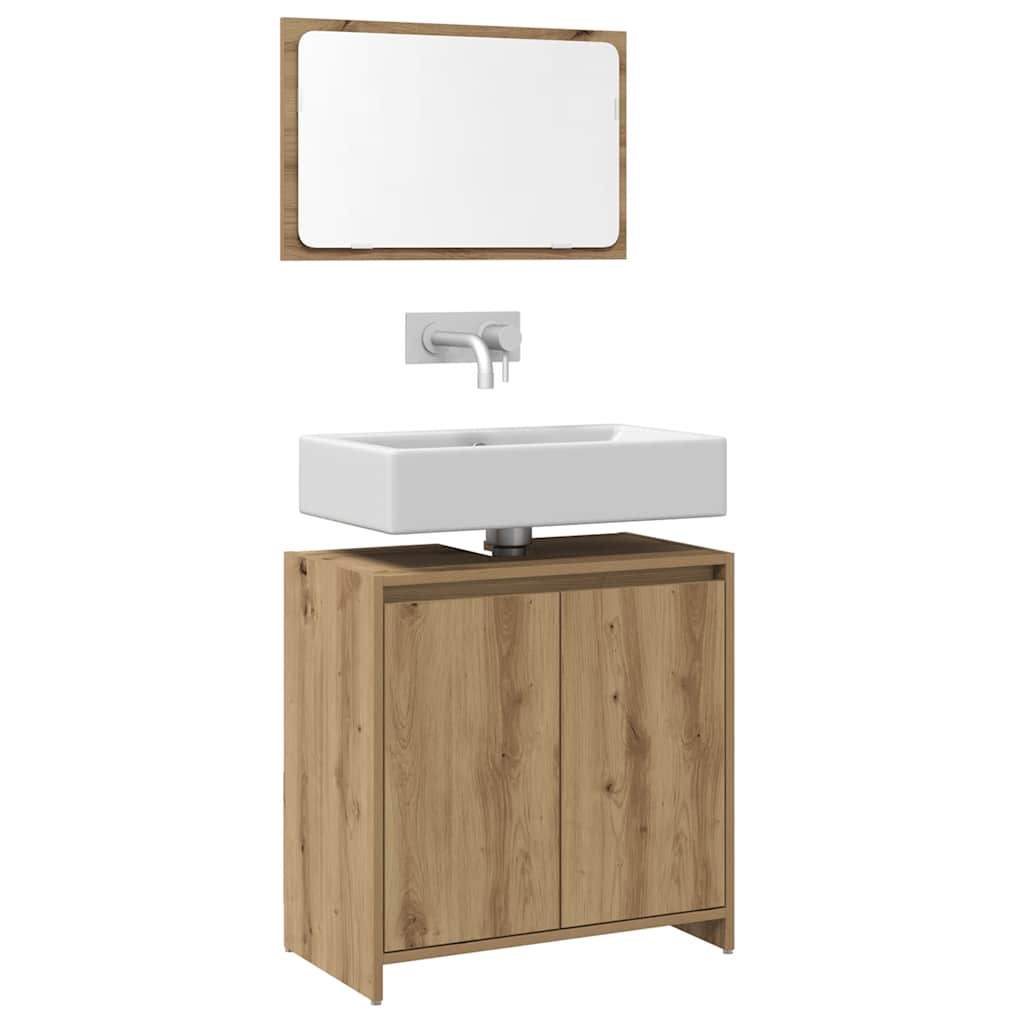2 Piece Bathroom Furniture Set Artisan Oak Engineered Wood