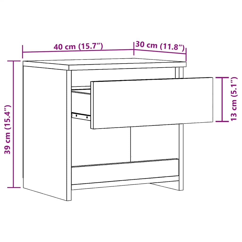 Bedside Cabinet Artisan Oak 40x30x39 cm Engineered Wood