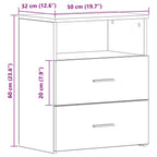 Bedside Cabinet Old Wood 50x32x60cm Engineered Wood