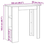 Bar Table with Shelf Artisan Oak 102x50x103.5 cm Engineered Wood