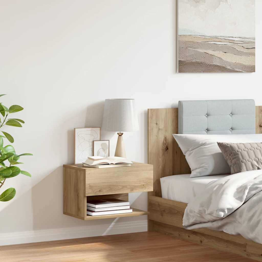 Wall-mounted Bedside Cabinet Artisian Oak