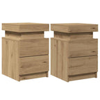 Bedside Cabinets with LED 2 pcs Artisian Oak 35x39x55 cm Engineered Wood