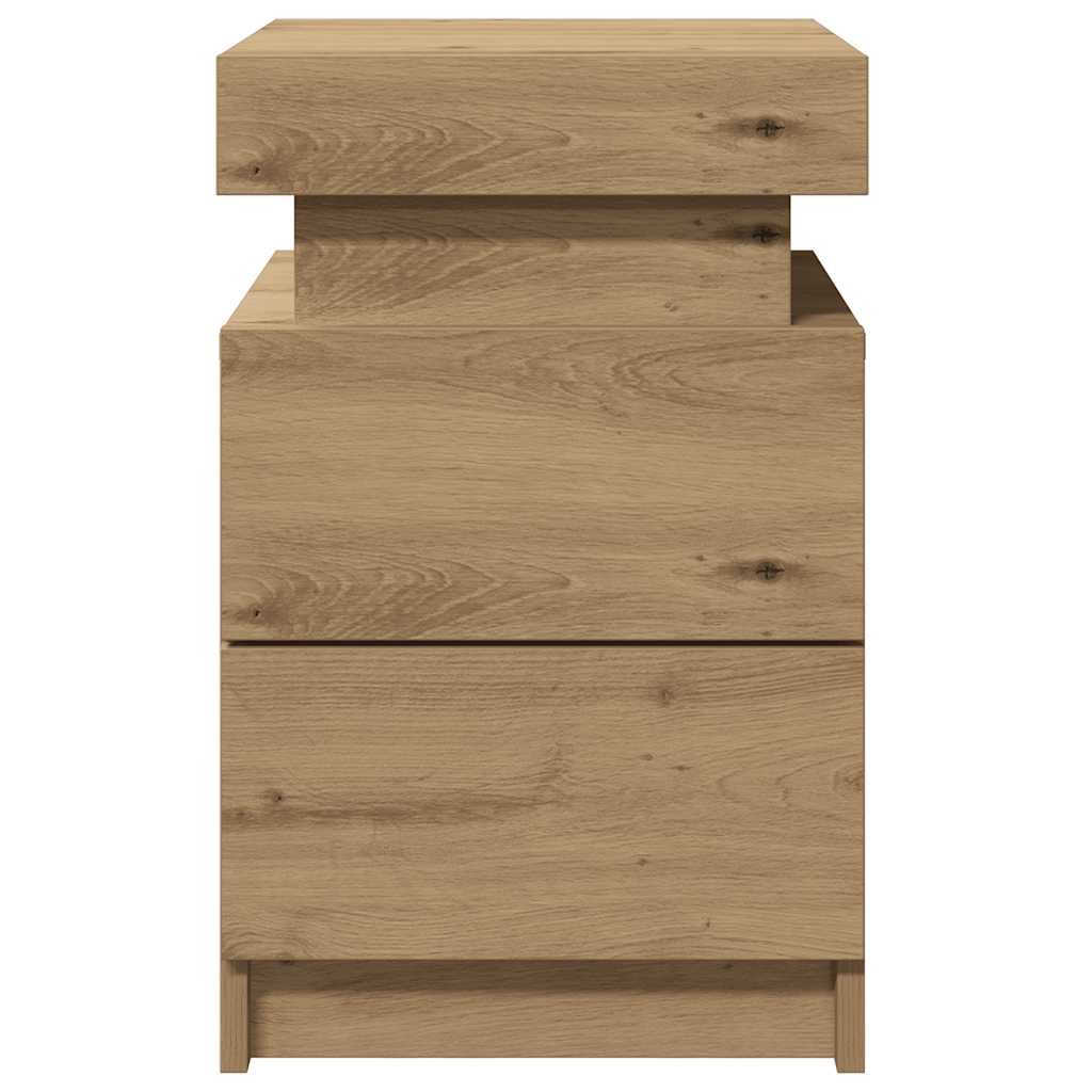 Bedside Cabinets with LED 2 pcs Artisian Oak 35x39x55 cm Engineered Wood