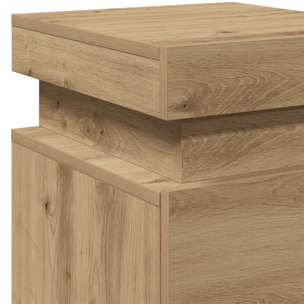 Bedside Cabinets with LED 2 pcs Artisian Oak 35x39x55 cm Engineered Wood