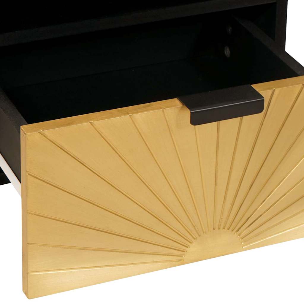 Bedside Cabinet with Drawer Black and Gold 40 x 33 x 46 cm