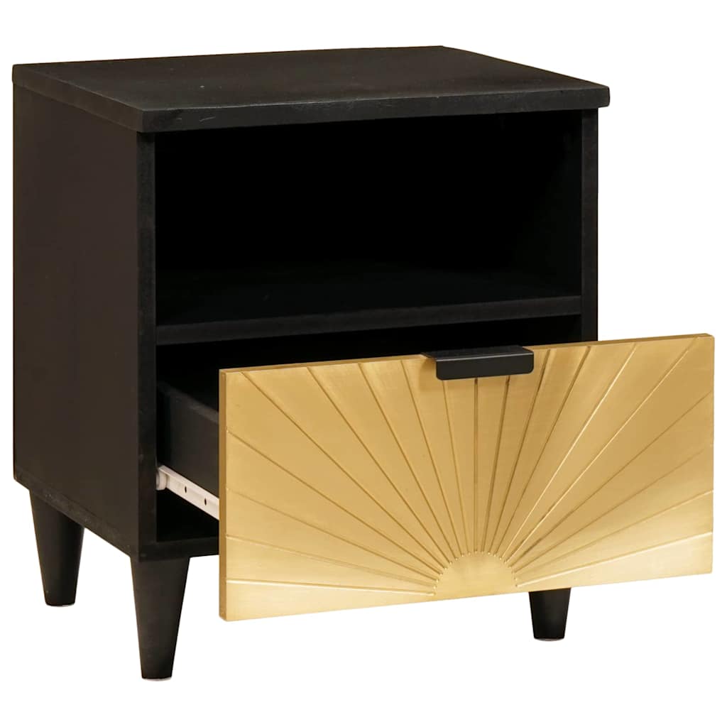 Bedside Cabinet with Drawer Black and Gold 40 x 33 x 46 cm