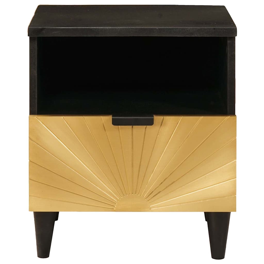 Bedside Cabinet with Drawer Black and Gold 40 x 33 x 46 cm