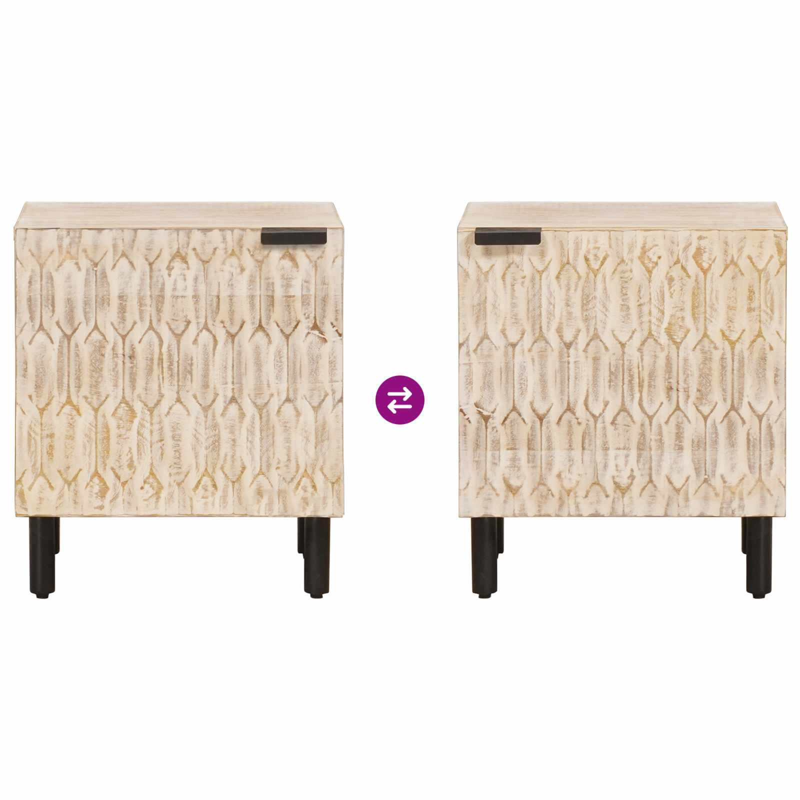 Bedside Cabinet 2 pcs White 40 x 33 x 46 cm Solid Mango Wood