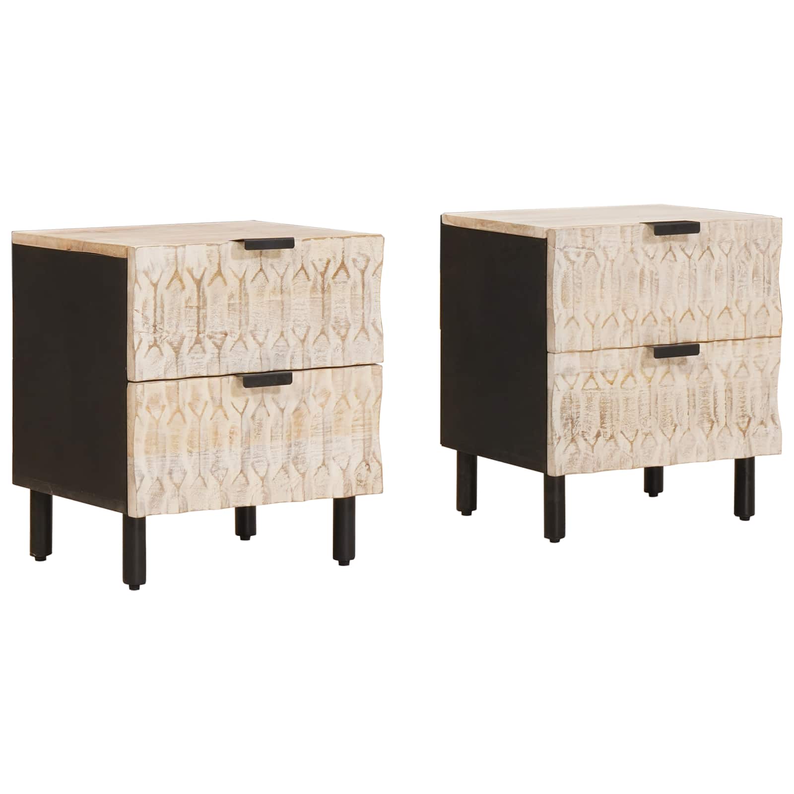 Bedside Cabinet 2 pcs White 40 x 33 x 46 cm Solid Mango Wood