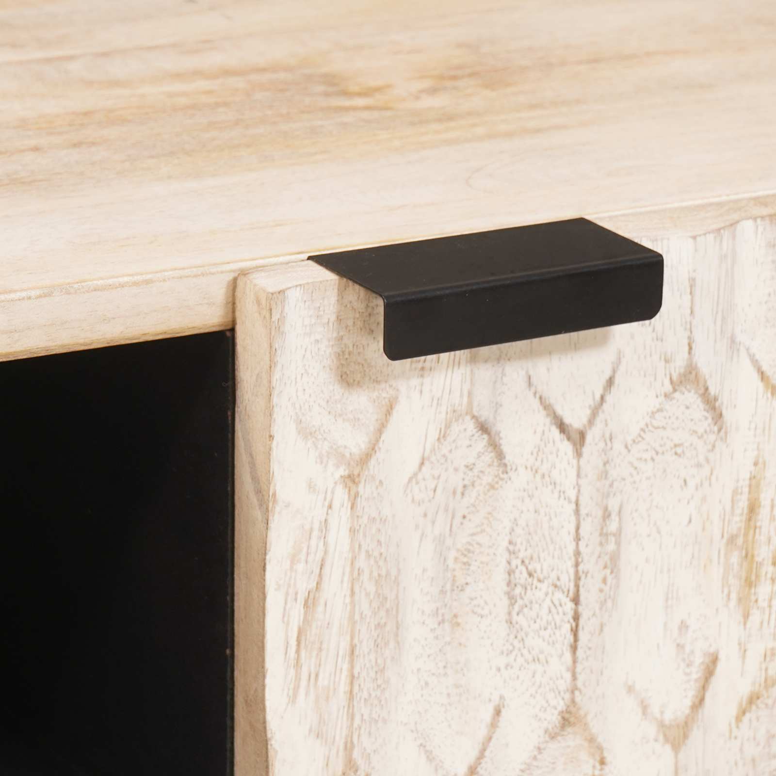 TV Cabinet with Shelf White Wash Finish 105 x 33.5 x 46 cm