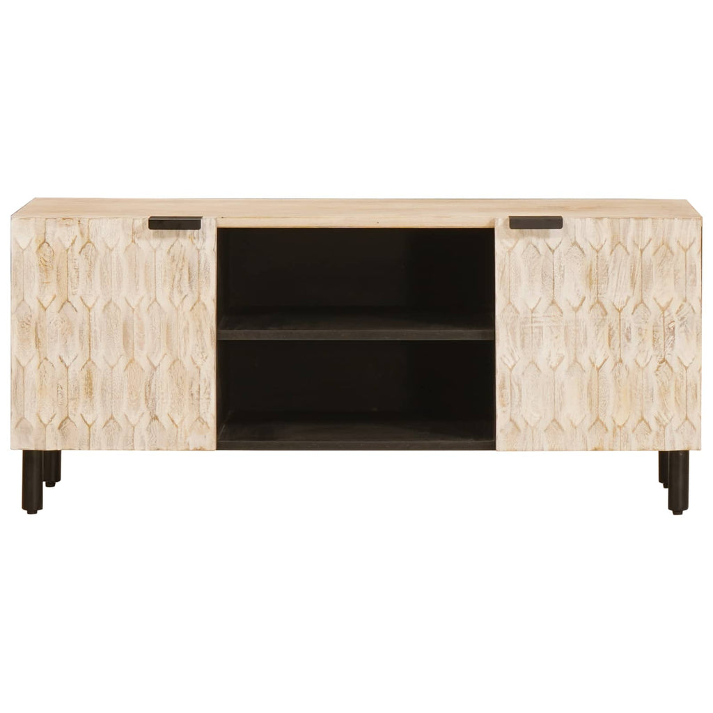 TV Cabinet with Shelf White Wash Finish 105 x 33.5 x 46 cm