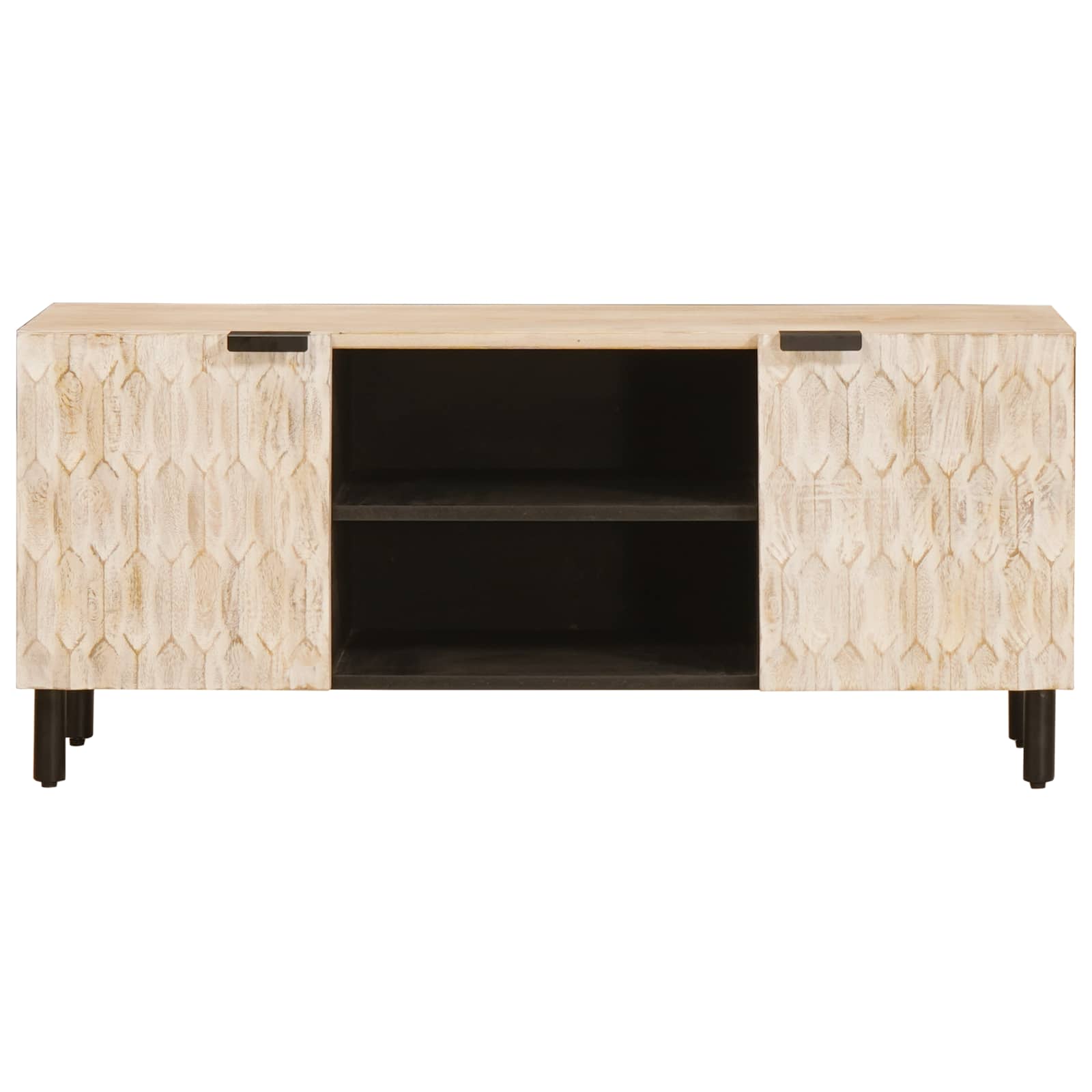 TV Cabinet with Shelf White Wash Finish 105 x 33.5 x 46 cm