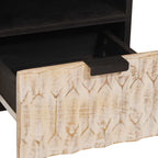 TV Cabinet White Wash Finish 70 x 33.5 x 46 cm Solid Mango Wood