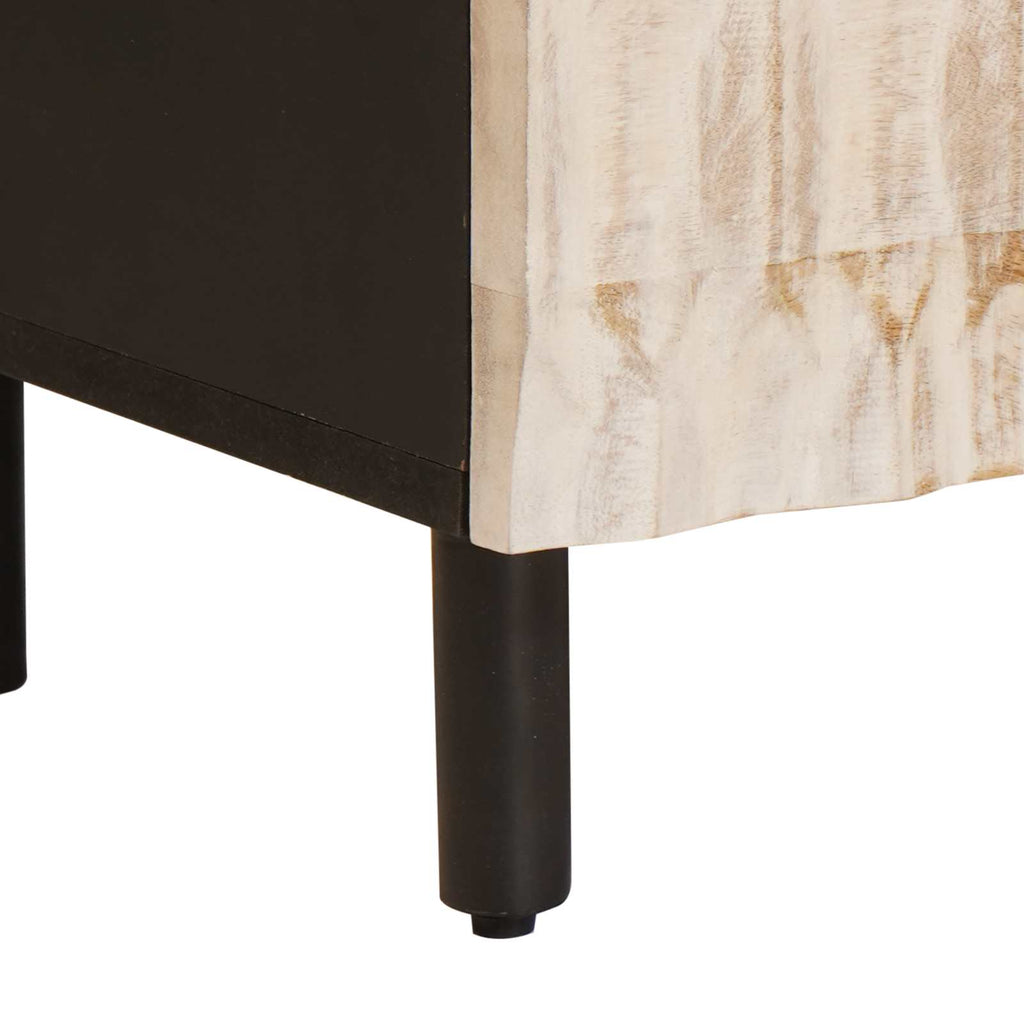 TV Cabinet White Wash Finish 70 x 33.5 x 46 cm Solid Mango Wood