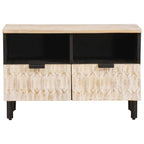 TV Cabinet White Wash Finish 70 x 33.5 x 46 cm Solid Mango Wood