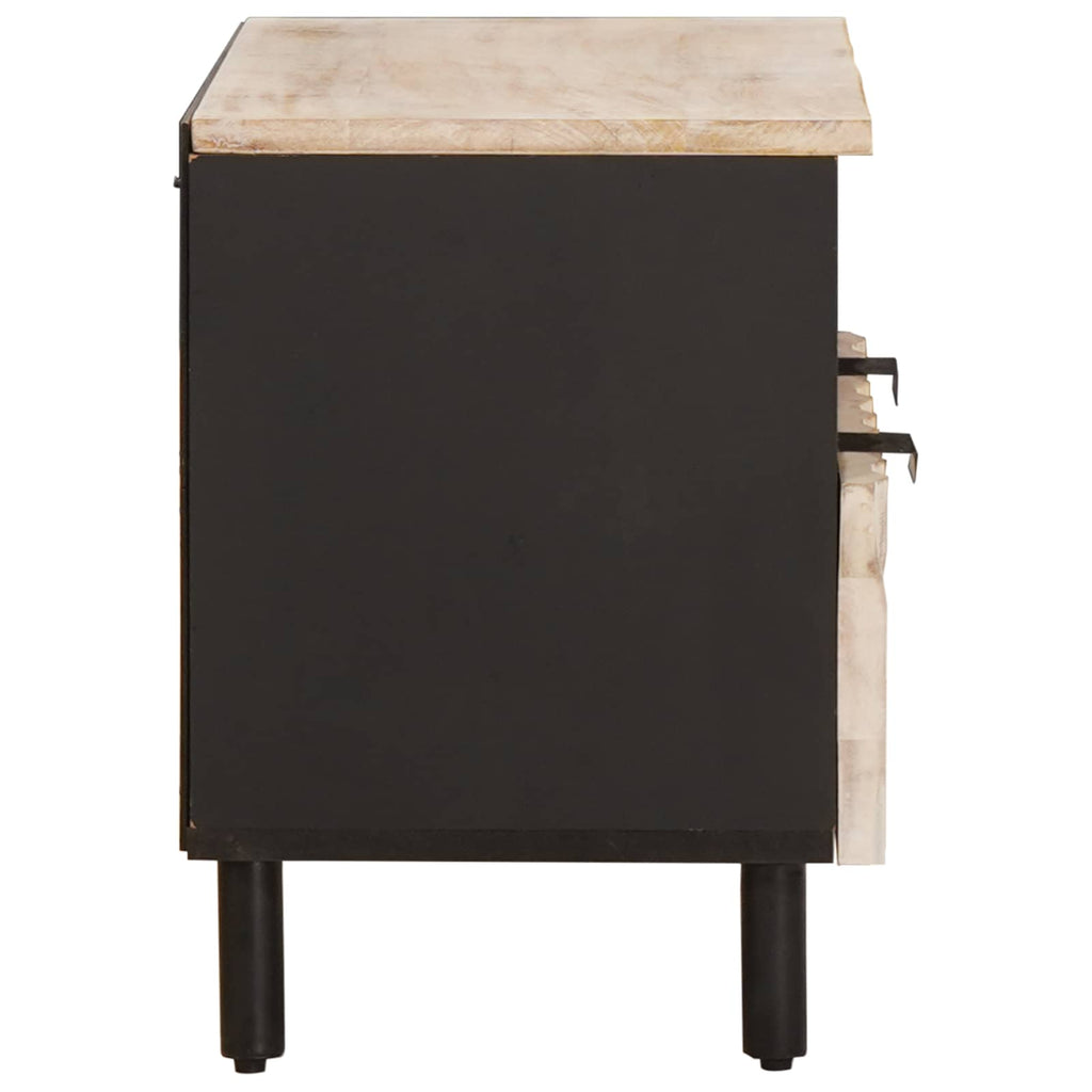 TV Cabinet White Wash Finish 70 x 33.5 x 46 cm Solid Mango Wood