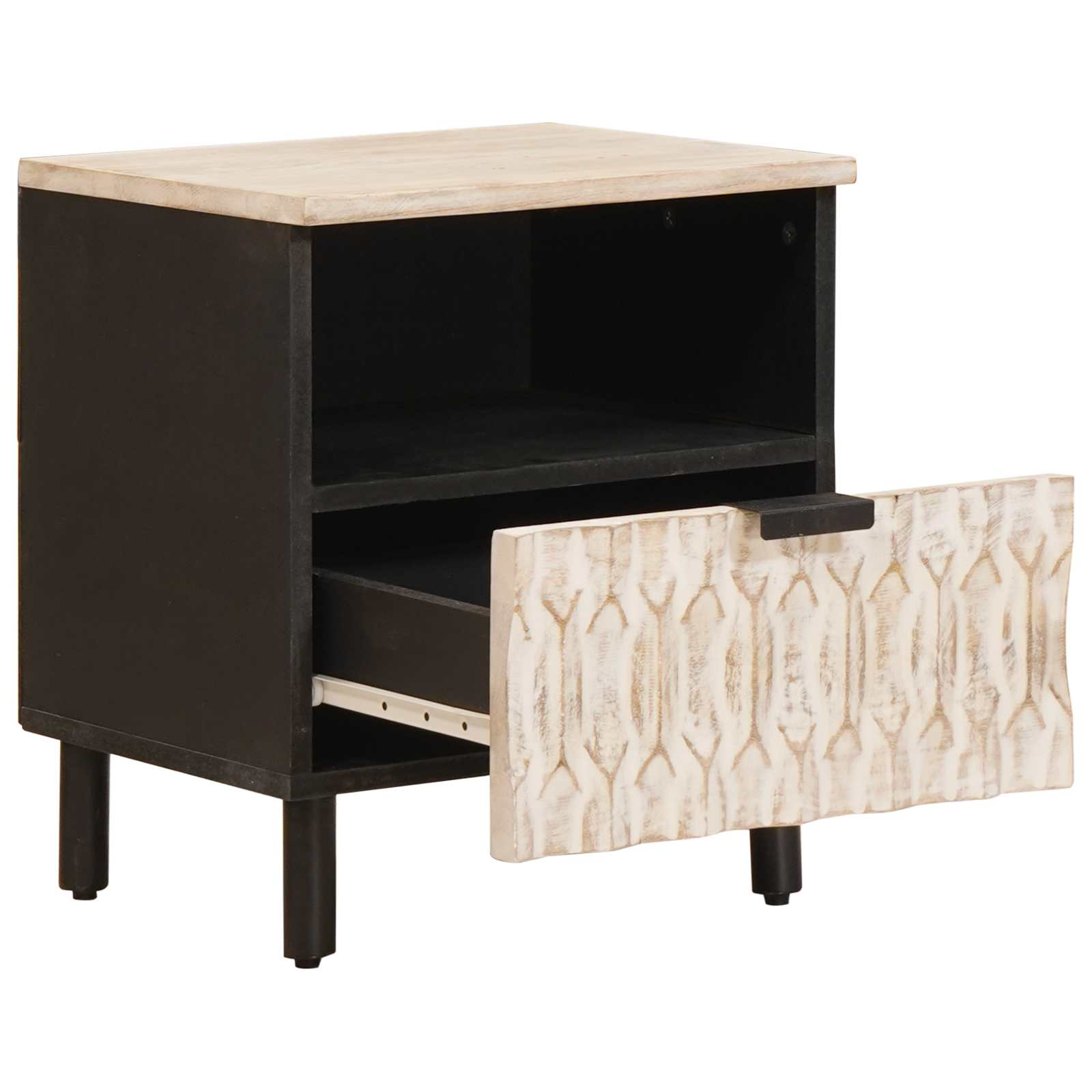 Bedside Cabinet White 40 x 33 x 46 cm Solid Mango Wood