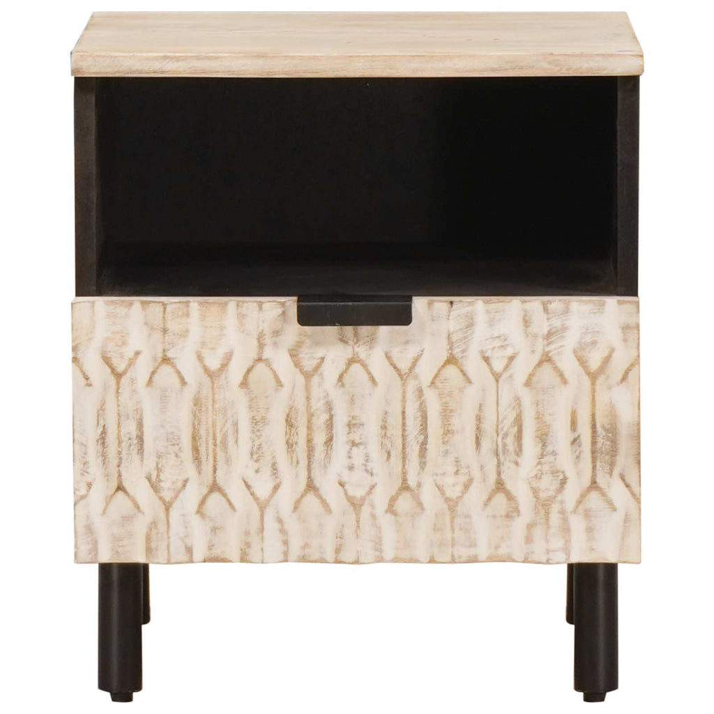 Bedside Cabinet White 40 x 33 x 46 cm Solid Mango Wood