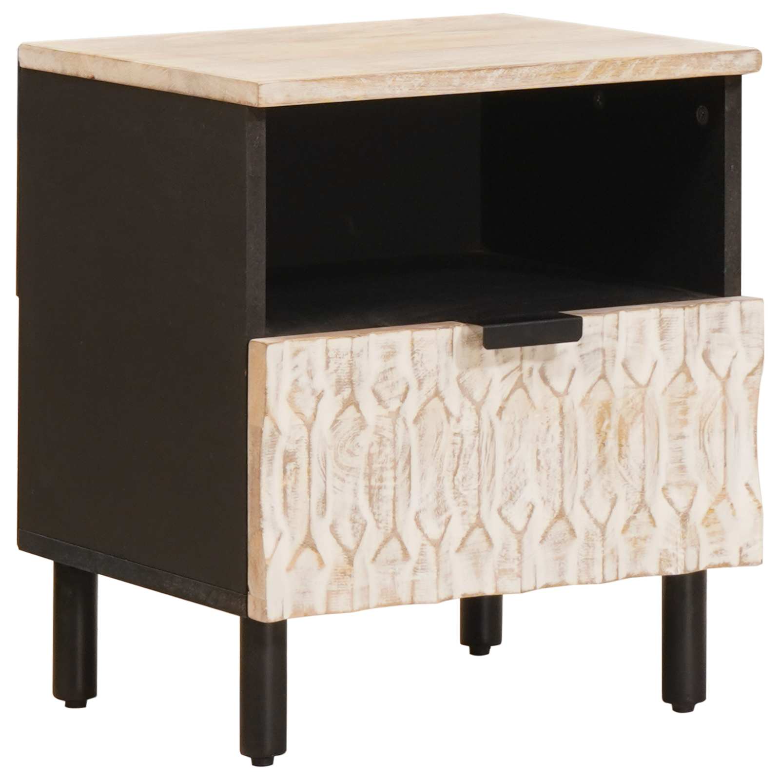 Bedside Cabinet 2 pcs White 40 x 33 x 46 cm Solid Mango Wood