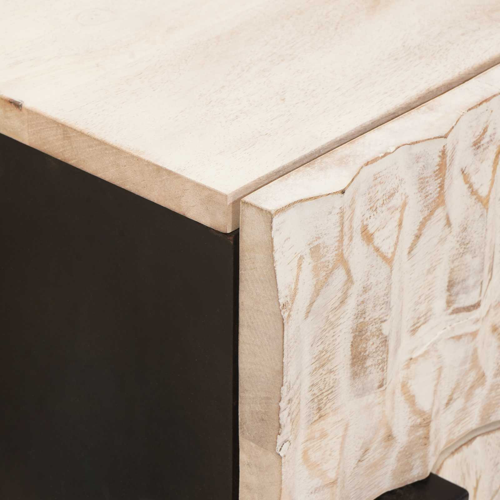 Bedside Cabinet White 50 x 33 x 60 cm Solid Mango Wood