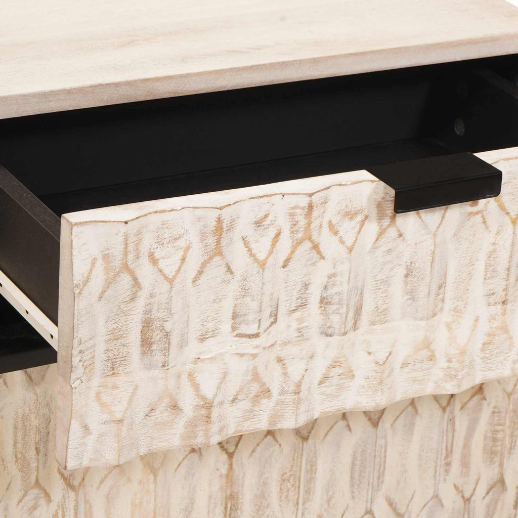 Bedside Cabinet White 50 x 33 x 60 cm Solid Mango Wood