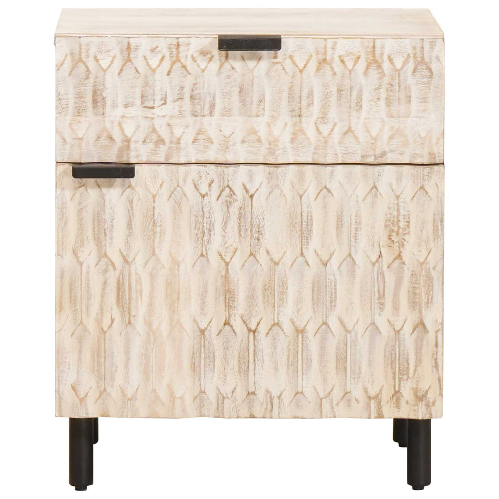 Bedside Cabinet White 50 x 33 x 60 cm Solid Mango Wood