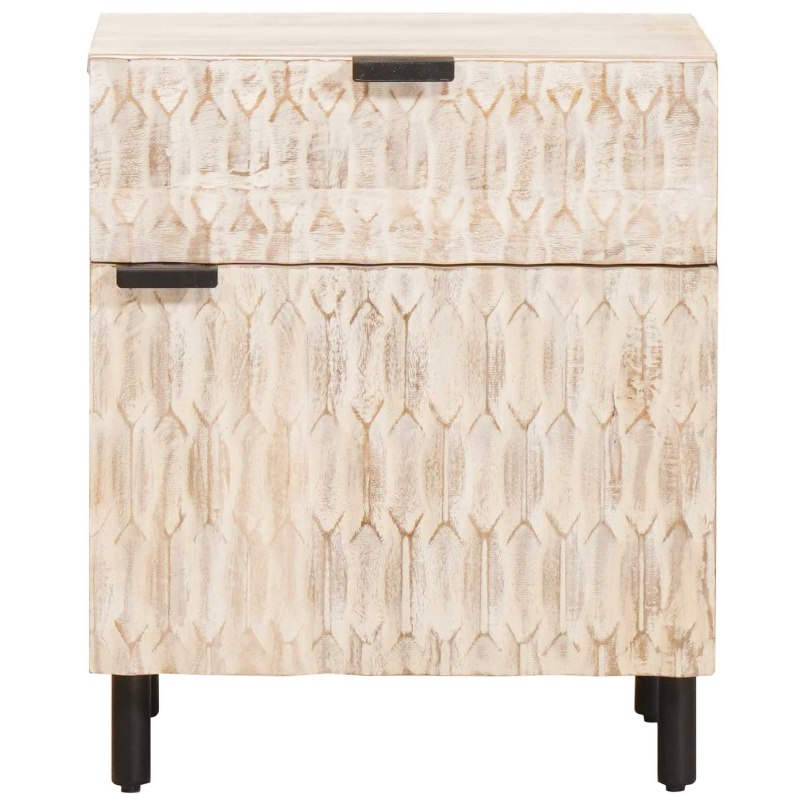 Bedside Cabinet White 50 x 33 x 60 cm Solid Mango Wood