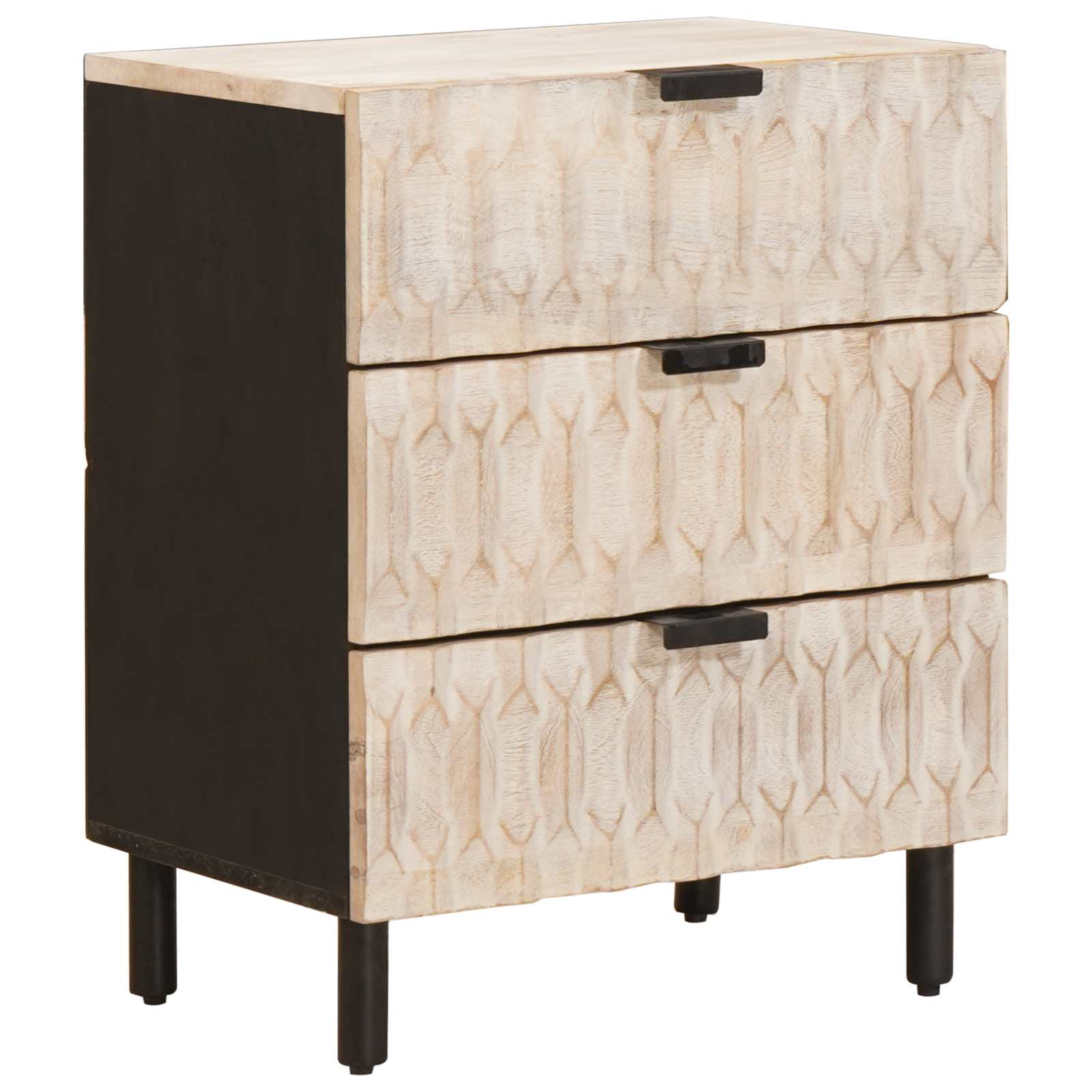 Bedside Cabinet White 50 x 33 x 62 cm Solid Mango Wood