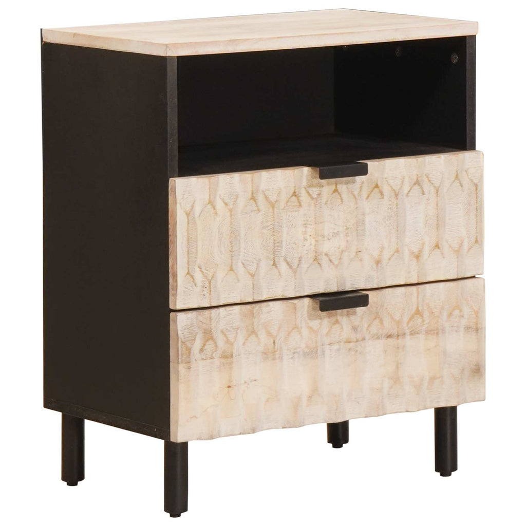 Bedside Cabinet White 50 x 33 x 60 cm Solid Mango Wood