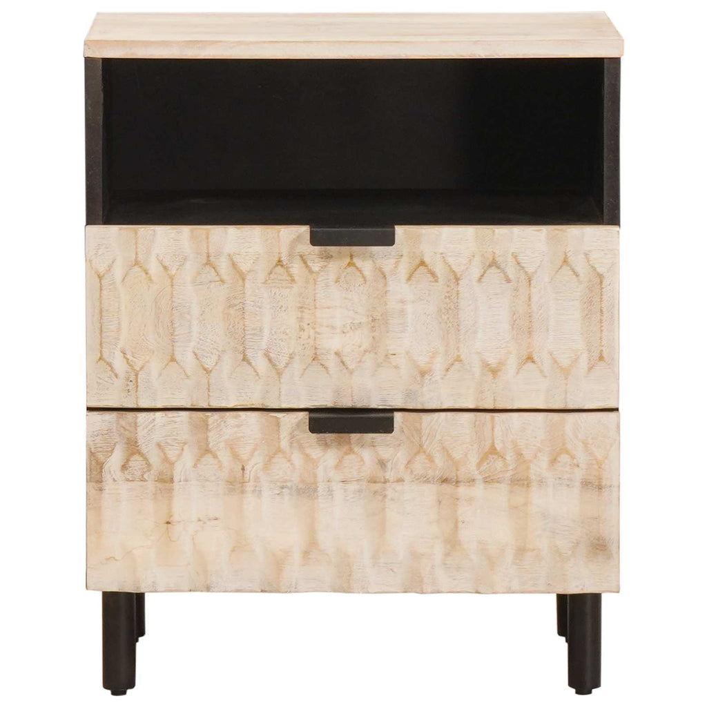 Bedside Cabinet White 50 x 33 x 60 cm Solid Mango Wood