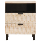 Bedside Cabinet White 50 x 33 x 60 cm Solid Mango Wood