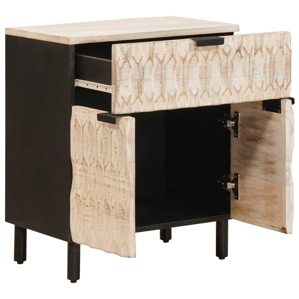 Bedside Cabinet White 50 x 33 x 60 cm Solid Mango Wood
