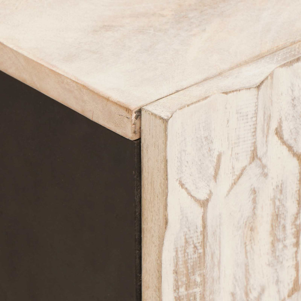 TV Cabinet White Wash Finish 105 x 33 x 46 cm Solid Mango Wood