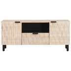 TV Cabinet White Wash Finish 105 x 33 x 46 cm Solid Mango Wood