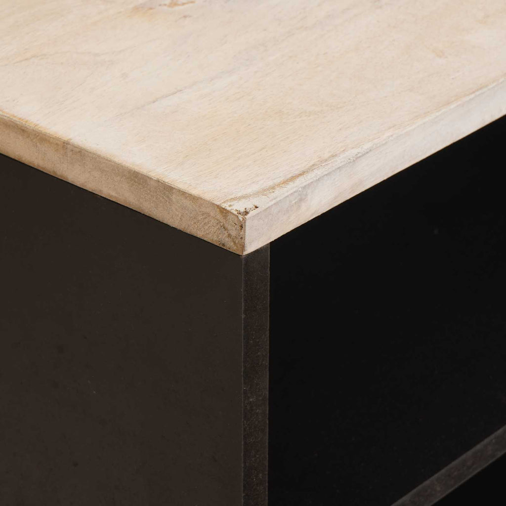 TV Cabinet White Wash Finish 80 x 33 x 46 cm Solid Mango Wood