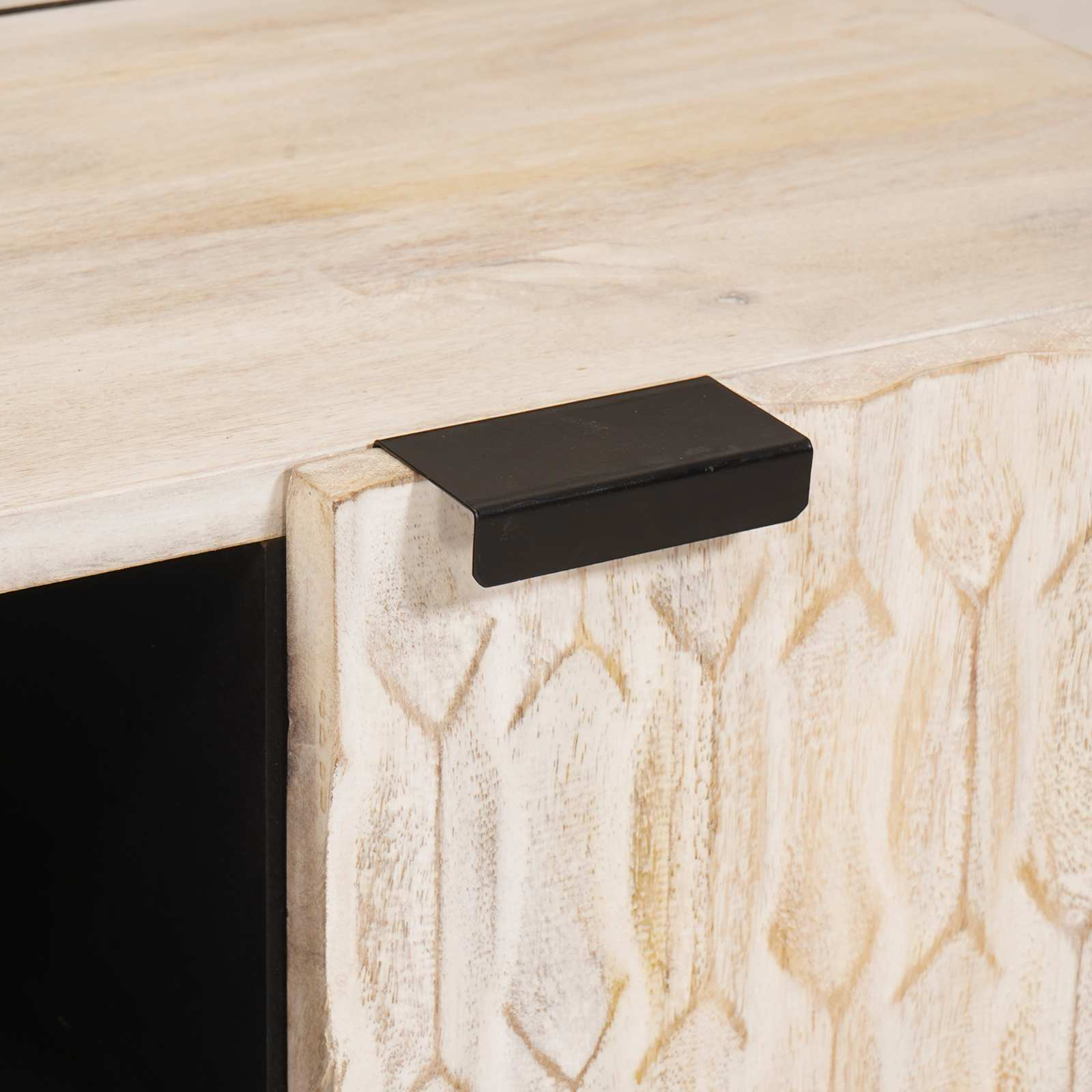 TV Cabinet White Wash Finish 80 x 33 x 46 cm Solid Mango Wood