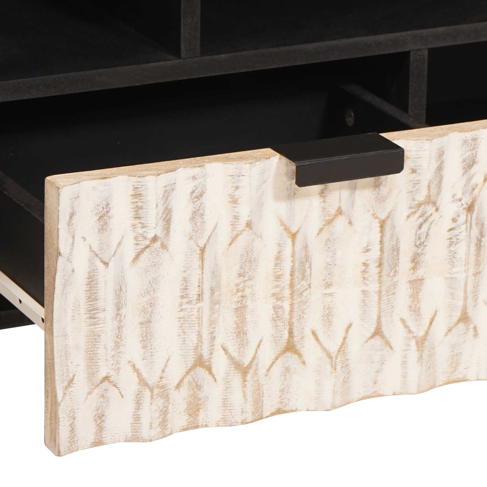 TV Cabinet White Wash Finish 100 x 33 x 46 cm Solid Mango Wood