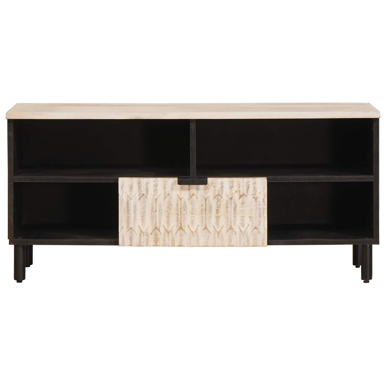 TV Cabinet White Wash Finish 100 x 33 x 46 cm Solid Mango Wood