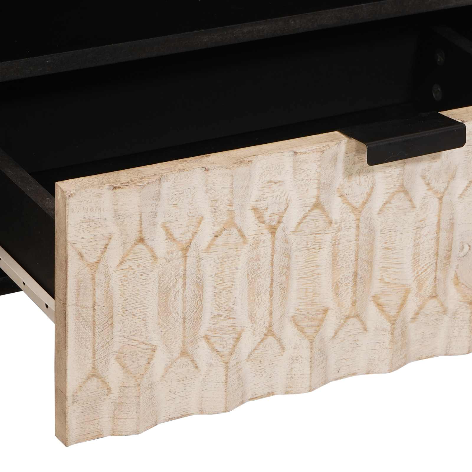 TV Cabinet White Wash Finish 80 x 33 x 46 cm Solid Mango Wood