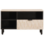 TV Cabinet White Wash Finish 80 x 33 x 46 cm Solid Mango Wood