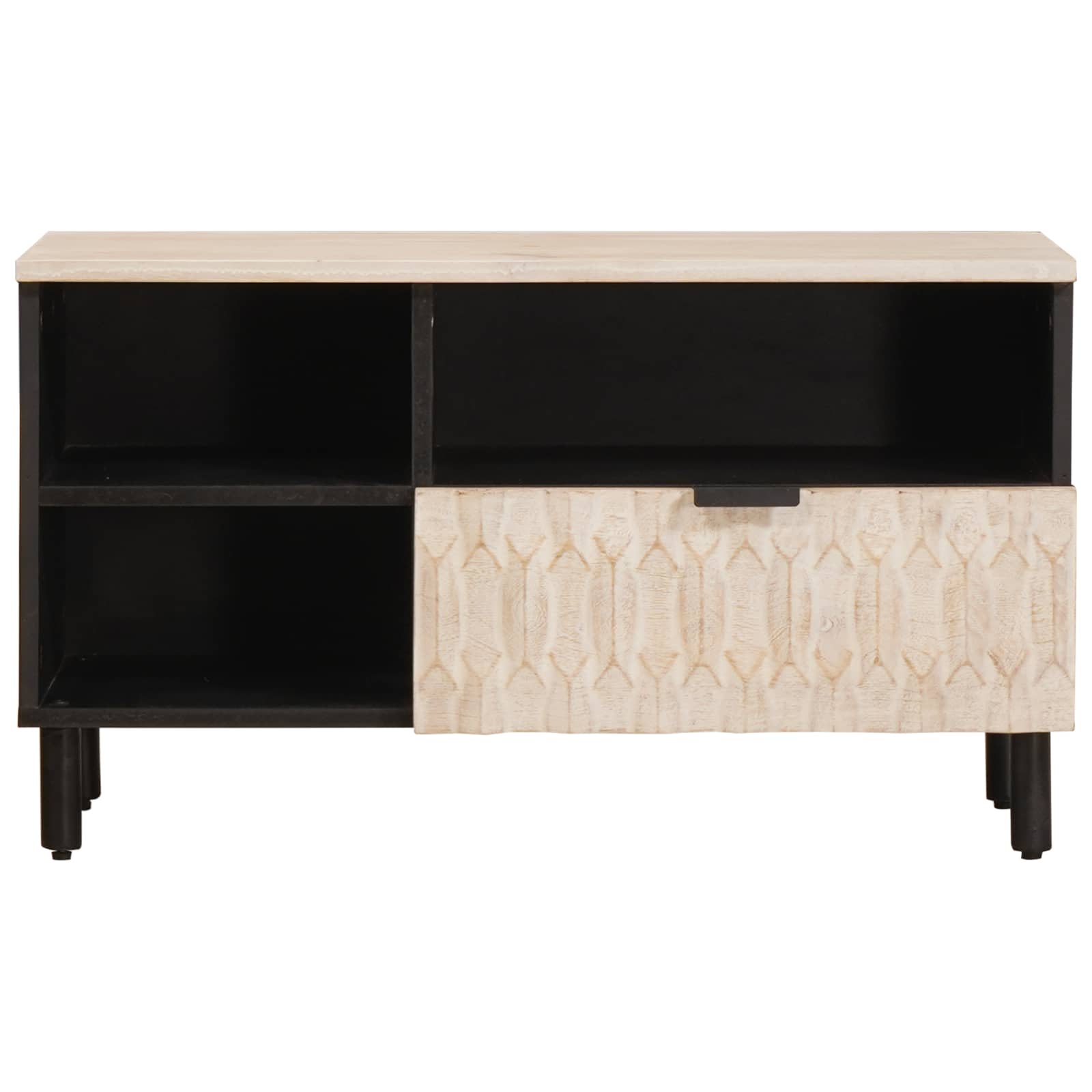 TV Cabinet White Wash Finish 80 x 33 x 46 cm Solid Mango Wood