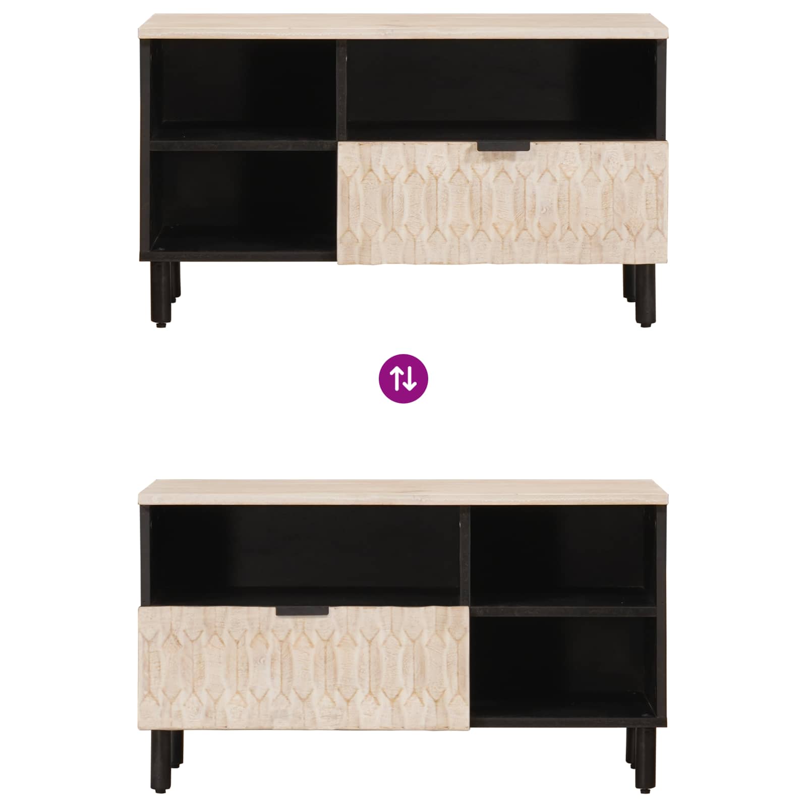 TV Cabinet White Wash Finish 80 x 33 x 46 cm Solid Mango Wood