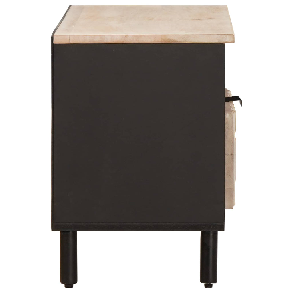 TV Cabinet White Wash Finish 80 x 33 x 46 cm Solid Mango Wood