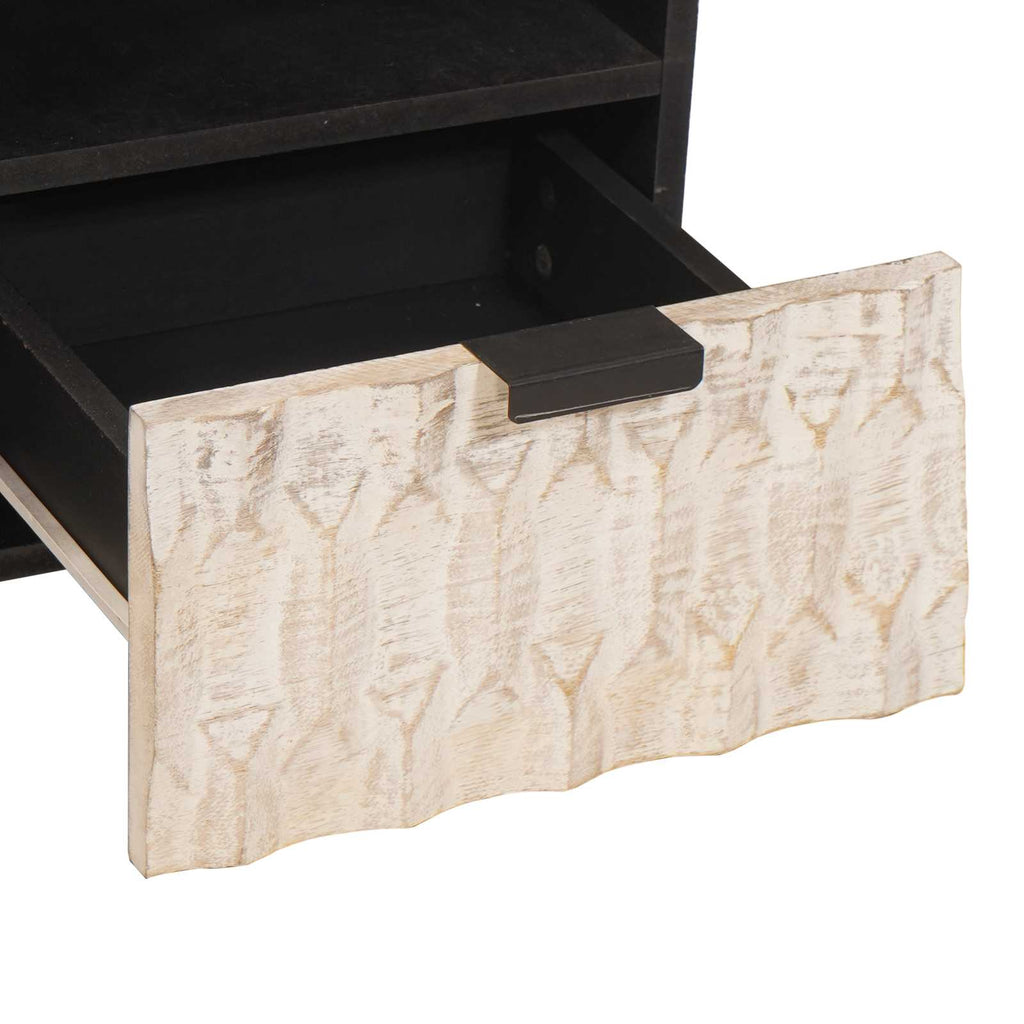 TV Cabinet White Wash Finish 100 x 33 x 46 cm Solid Mango Wood