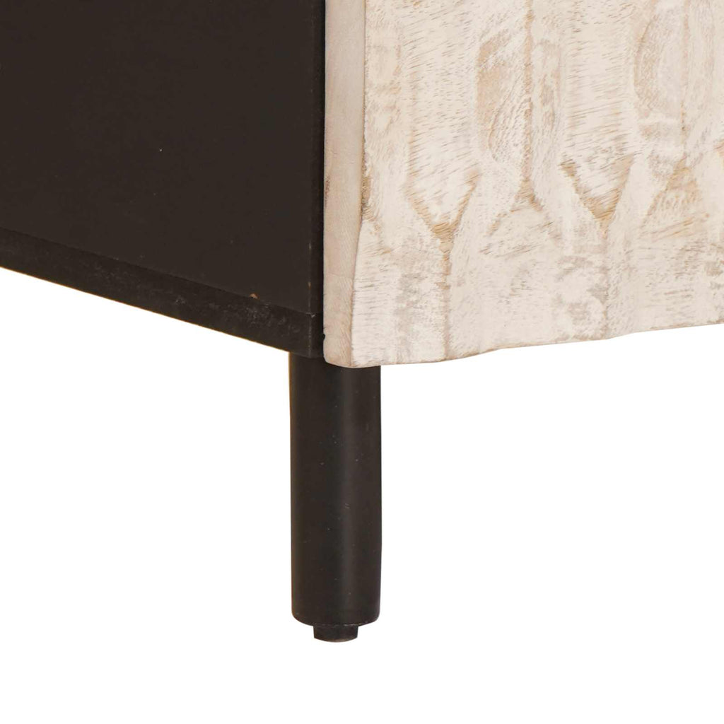 TV Cabinet White Wash Finish 100 x 33 x 46 cm Solid Mango Wood