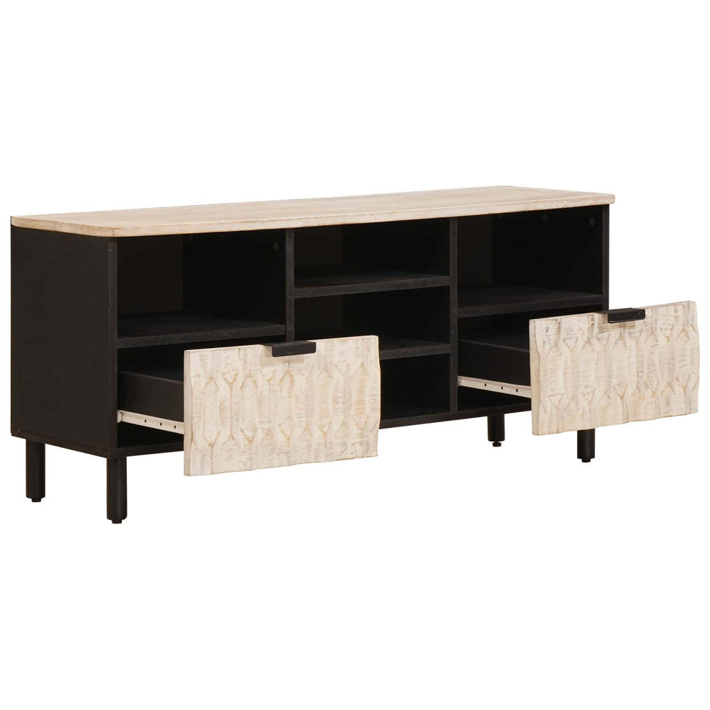 TV Cabinet White Wash Finish 100 x 33 x 46 cm Solid Mango Wood