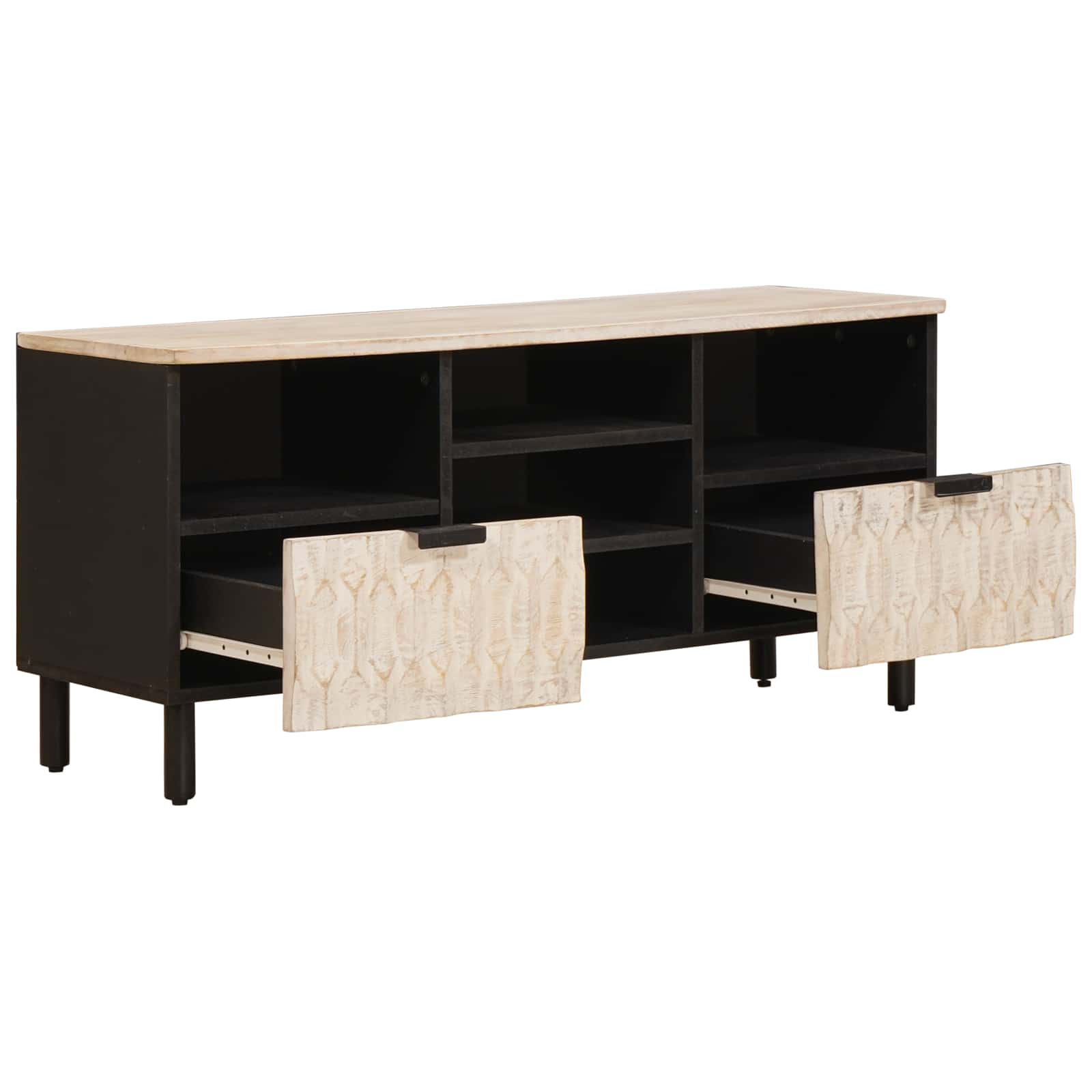 TV Cabinet White Wash Finish 100 x 33 x 46 cm Solid Mango Wood