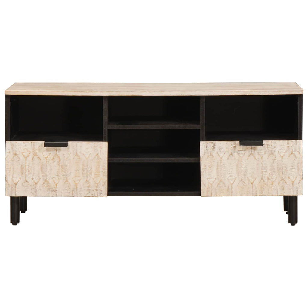 TV Cabinet White Wash Finish 100 x 33 x 46 cm Solid Mango Wood