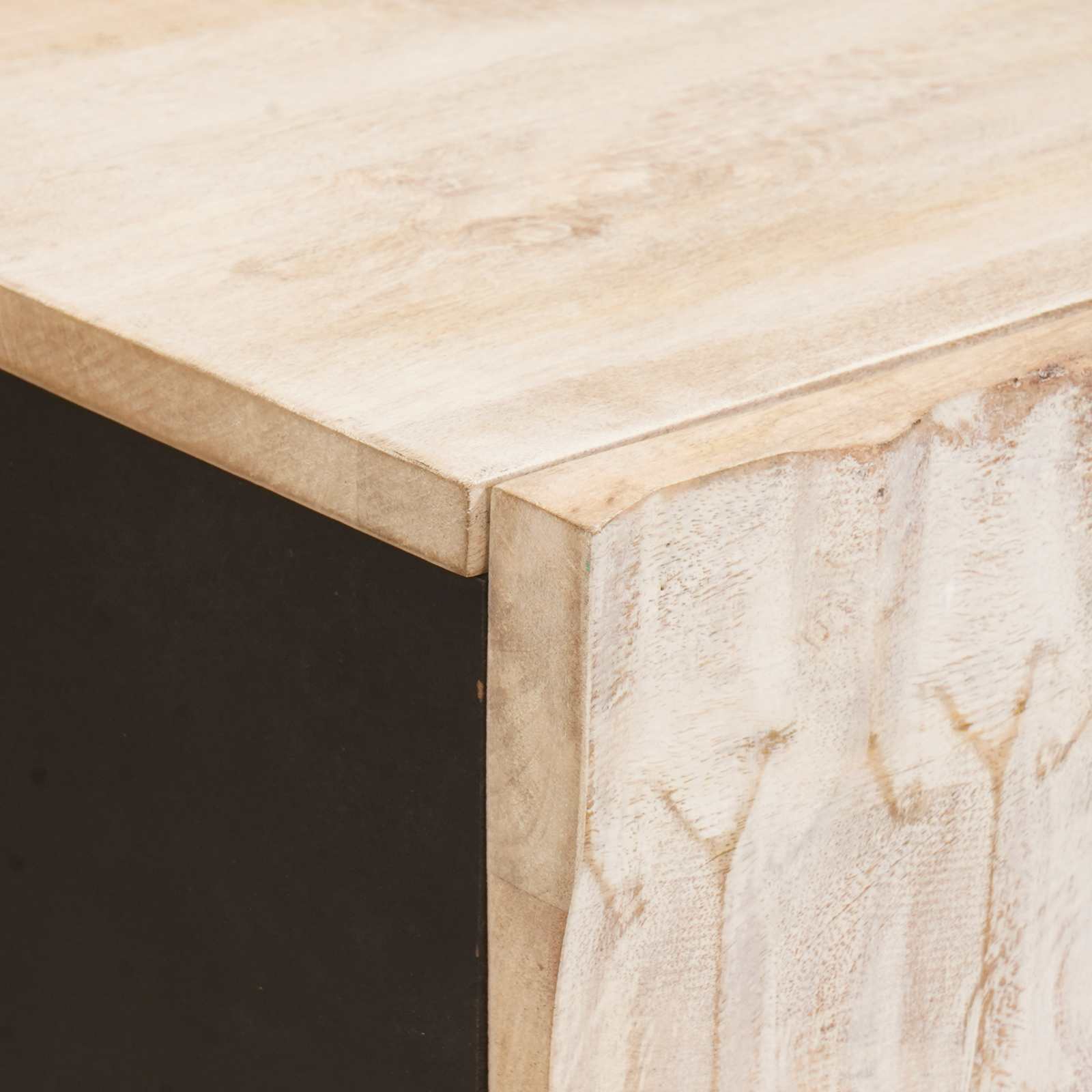 Sideboard White Wash Finish 40 x 33.5 x 75 cm Solid Mango Wood